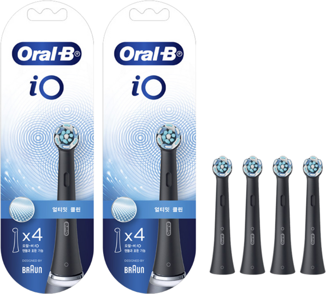 오랄비 전동칫솔 리필모 얼티밋클린 블랙 4개입 1팩, 8개