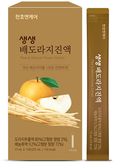천호엔케어 약도라지 생 도라지와 배 생생 배도라지진액, 15ml, 15개