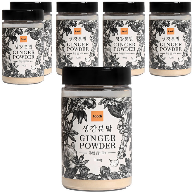 foodi 국내산 생강분말, 100g, 6개