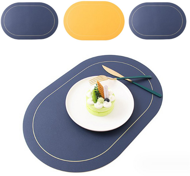 템플라이 PU 방수 북유럽 테이블 투톤 매트, 네이비, 4개, 45 x 30 cm