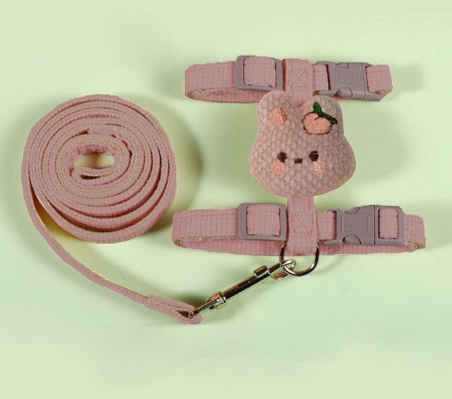 반려동물 요런개 큐티 토끼 하네스 + 리드줄 세트, 03핑크, 1세트