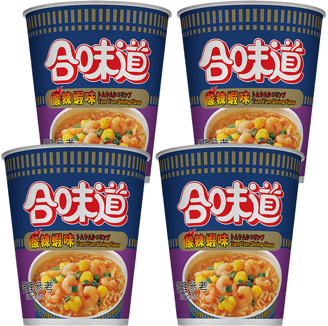 NISSIN 日清 CUP NOODLE 合味道 酸辣蝦海鮮味杯麵 73g, 4入