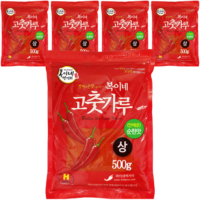 Bok2Nefood 辣椒粉 溫和原味 辣炒年糕用, 500g, 5包