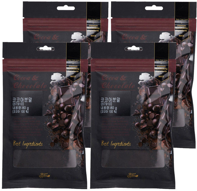 브레드가든 블랙 코코아 파우더, 80g, 4개