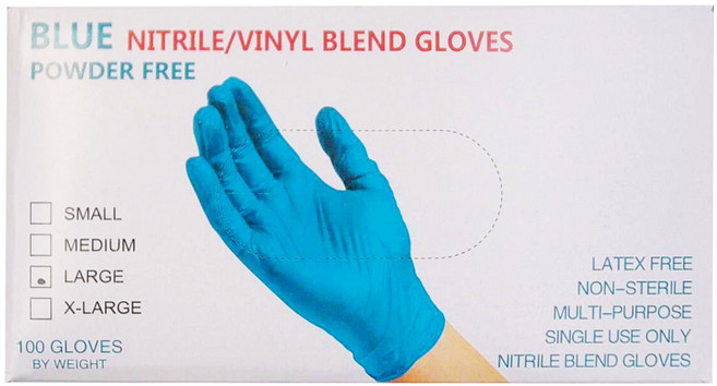NBR 無粉手套, 藍色, 1盒