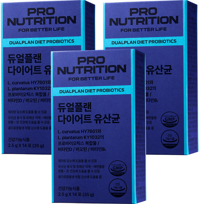 PRONUTRITION 정품 듀얼플랜 다이어트 유산균 14p, 35g, 3개