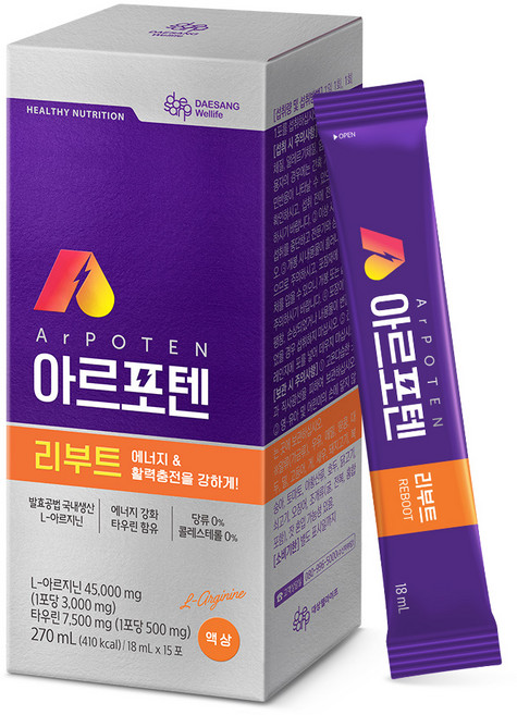 대상웰라이프 정품 아르포텐아르지닌 리부트, 270ml, 1개