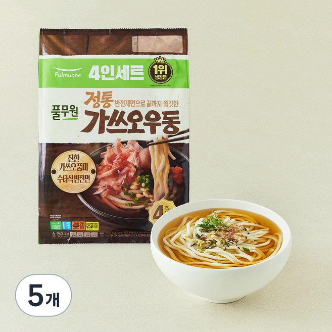 풀무원 정통 가쓰오 우동 4인분, 943.2g, 5개