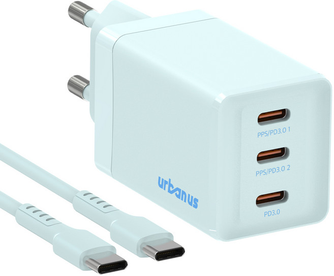 어반어스 67W PPS 초고속 충전기 C TO C 1.5m, 블루, 1개