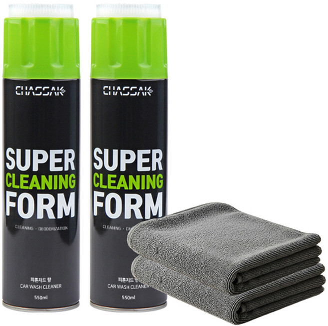차싹 슈퍼클리닝폼 550ml + 극세사타월 세차용품세트, 2세트