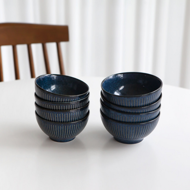 니코트 Everyday collection 밥공기 국그릇 4인 식기 세트, 네이비, 밥공기 4p + 국그릇 4p, 1세트