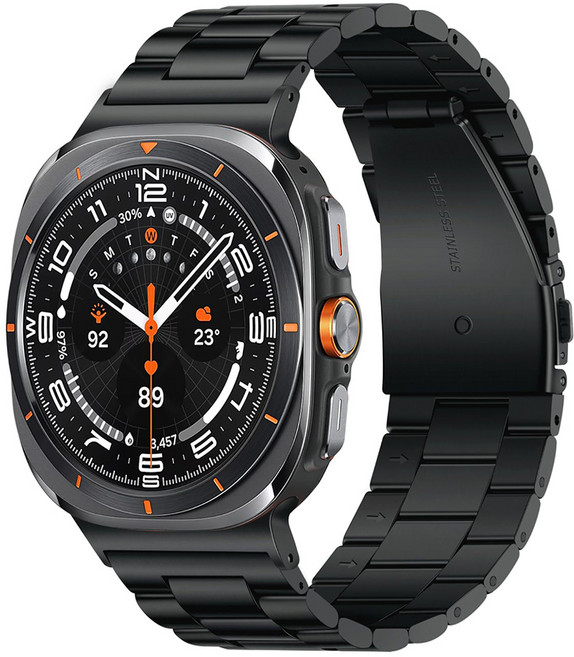 누아트 갤럭시워치 호환 스트랩 클래식핏 솔리드 메탈 밴드, 블랙, 1개