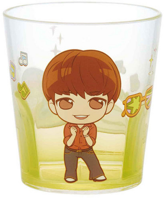 Skater BTS 透明壓克力水杯 280ml, 透明色 + 咖色 + 綠色, 1個