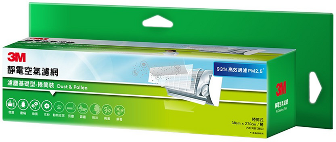 3M 靜電空氣濾網 濾塵基礎型 輕巧捲筒裝 附背膠, 9806-SRTC, 1盒