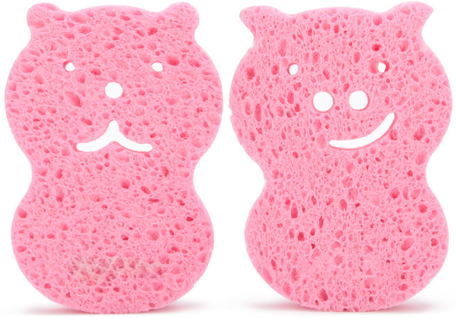 예꼬맘 순식물성 목욕스펀지, 핑크, 2개