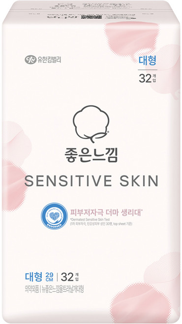 좋은느낌 센서티브스킨 생리대 날개형, 1개, 32개입, 대형