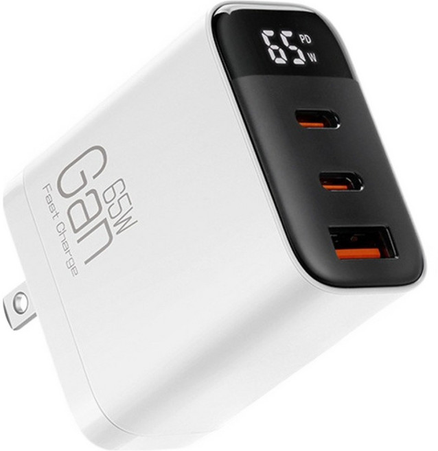 氮化鎵充電器 K39 65W, 白色, 1個