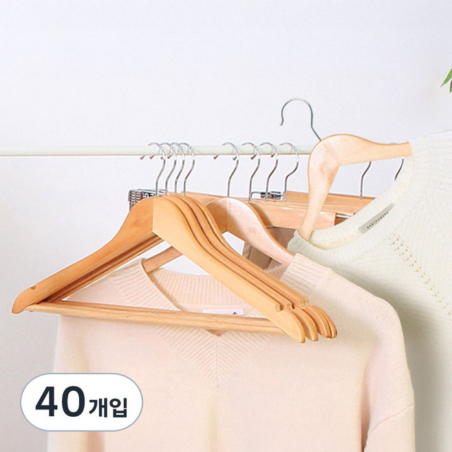 리벤스 프리미엄 원목 옷걸이, 혼합색상, 40개