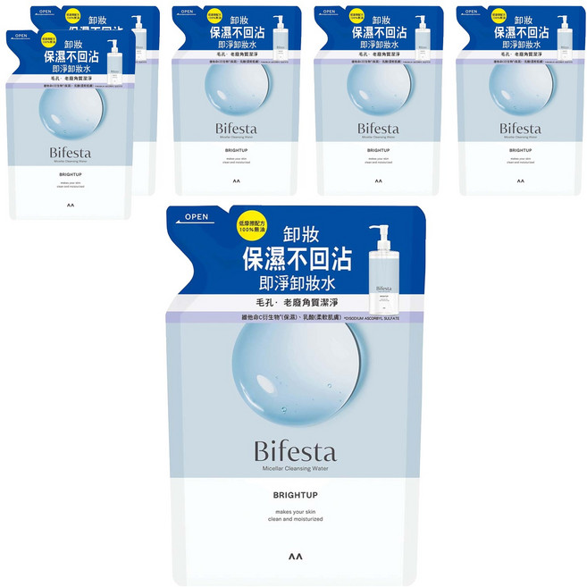 Bifesta 碧菲絲特 抗暗沉即淨卸妝水 補充包 保濕不回沾 輕鬆卸妝 柔滑輕拭 一擦即淨, 360ml, 6包