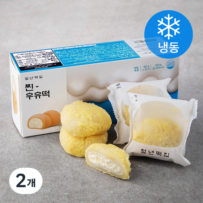 청년떡집 찐우유떡 (냉동), 60g, 6개입, 2개