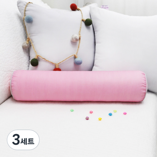 베드앤데코 에브리데이 경추 목베개 + 솜 세트, 코튼핑크, 3세트