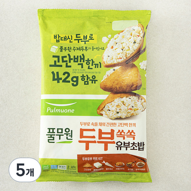 풀무원 두부쏙쏙 유부초밥, 465g, 5개