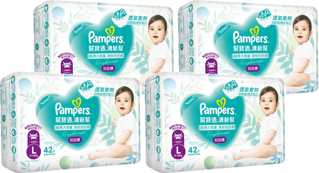 Pampers 幫寶適 原廠公司貨 清新幫拉拉褲/尿布 9~14kg, L, 168片