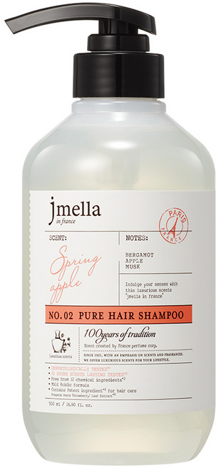 제이멜라 인 프랑스 퓨어 스프링 애플 헤어 샴푸 애플향, 500ml, 1개