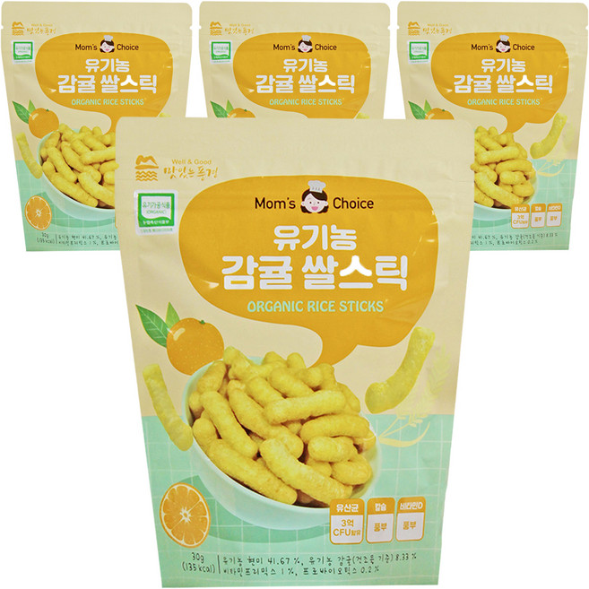맛있는풍경 유기농 쌀스틱, 감귤, 30g, 4개