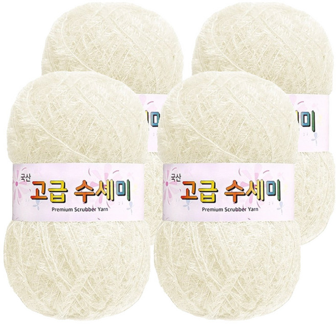 yarna 고급 수세미 뜨개실, 156 백아이보리, 4개