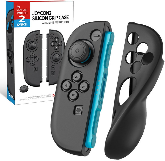 조이트론 닌텐도 스위치2 조이콘2 실리콘 그립 2p 세트, 블랙, 1개, SW2-CASE04