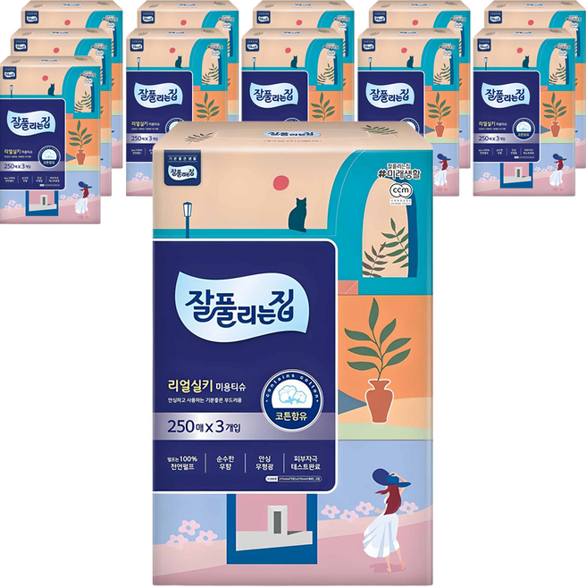 잘풀리는집 리얼실키 미용티슈 2겹, 250매입, 36개