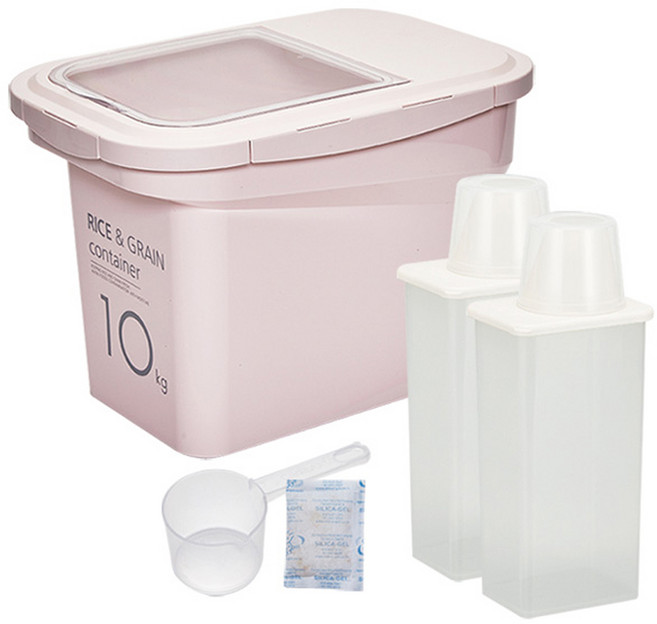씨밀렉스 라이스키퍼 10kg + 잡곡통 1300ml x 2p, 핑크, 1세트