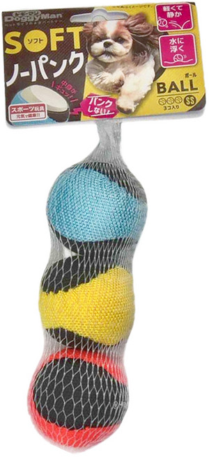 DoggyMan 多格漫 耐咬軟式球型玩具 犬用, 多色, 3顆