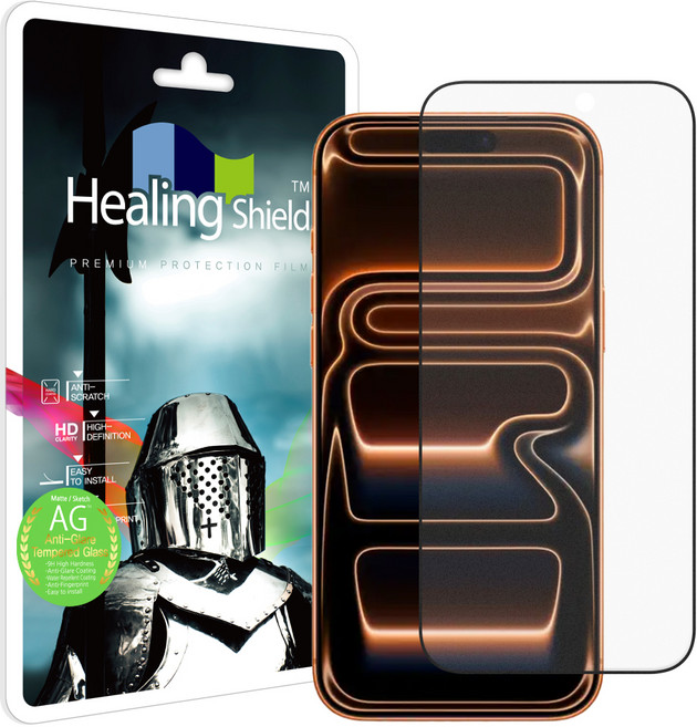 힐링쉴드 프로 3D 풀커버 저반사 강화유리 액정보호필름 세트, 1세트