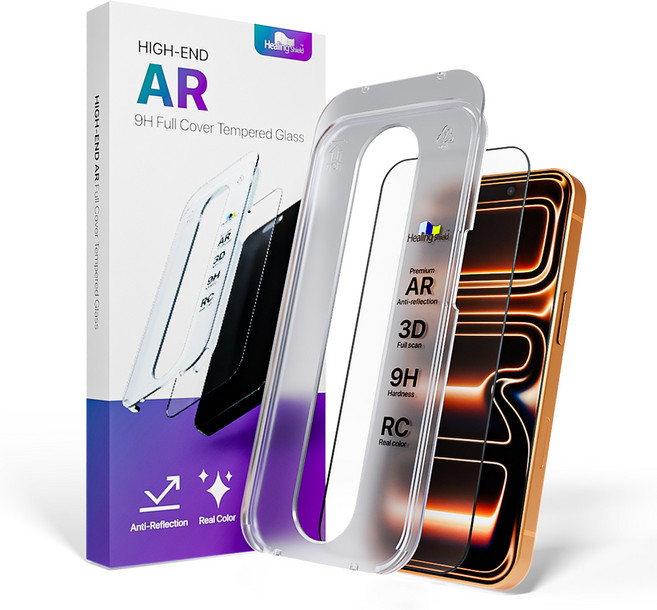 힐링쉴드 하이엔드 풀커버 AR 고화질 강화유리 휴대폰 액정보호필름 세트, 1세트