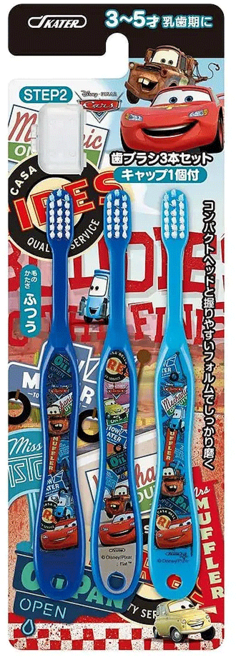 Skater 幼兒牙刷 附刷毛蓋, 汽車總動員, 3支, 1組