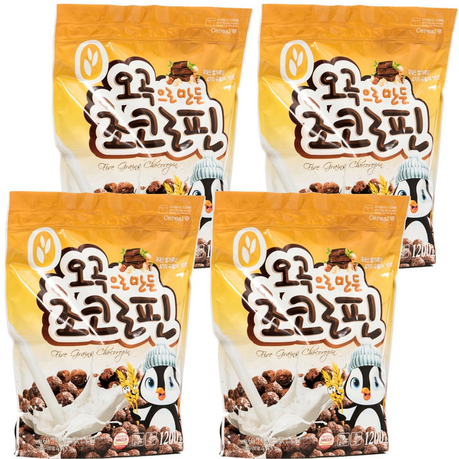 씨알로 오곡으로 만든 초코로핀 시리얼, 1.2kg, 4개