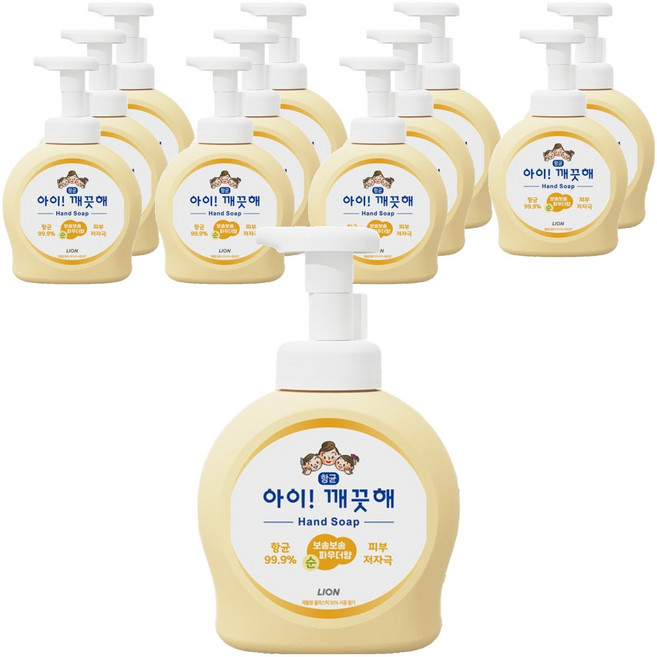 아이깨끗해 항균 폼 핸드솝 순 보송보송 파우더향, 490ml, 12개