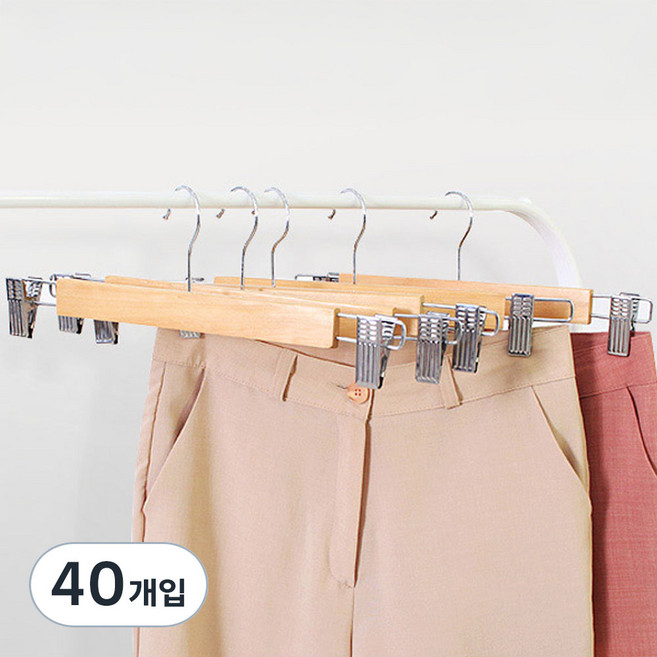 리벤스 프리미엄 원목 바지걸이, 혼합색상, 40개