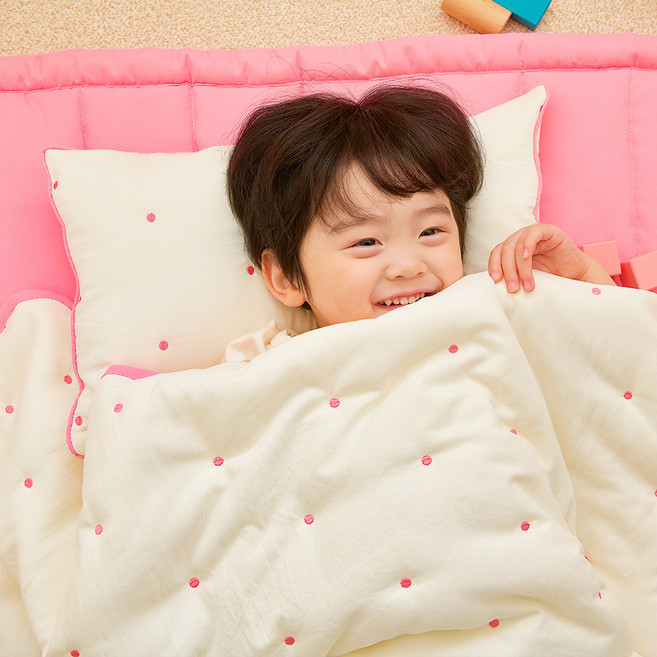 잠자코 메이 도트 가방형 낮잠이불 세트, 핑크 도트
