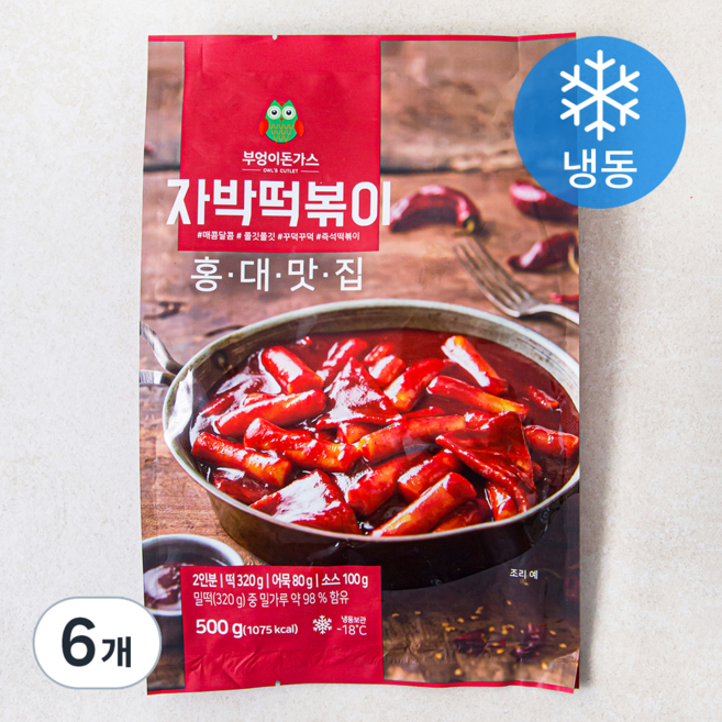 부엉이돈가스 자박떡볶이 (밀떡) (냉동), 500g, 6개