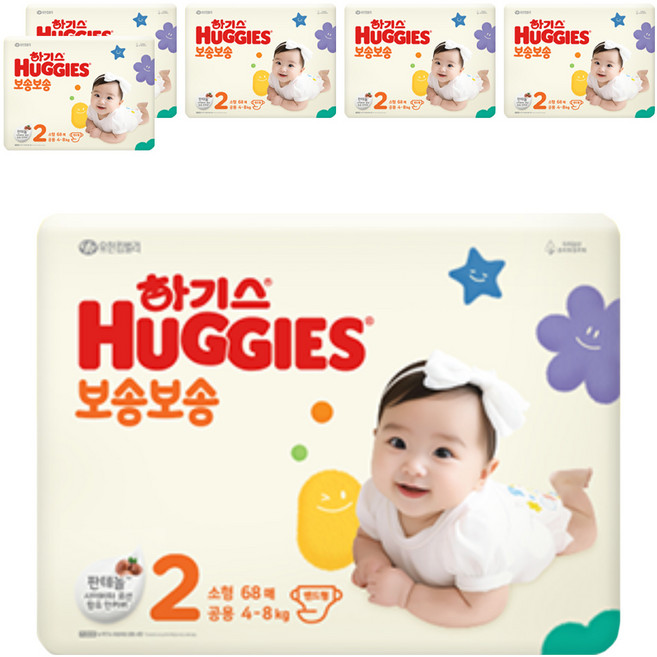 하기스 뉴 보송보송 밴드형 기저귀 공용, 2단계, 408매