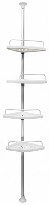 雙手萬能 頂天立地浴室置物收納架, 白色, 1個