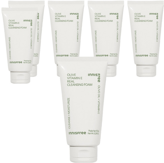 INNISFREE 台灣公司貨 橄欖維他命E潔面乳, 150g, 6條