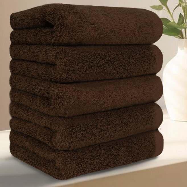 테리크 프리미엄 먼지없는 호텔 수건 200g 40수 코마사 면, 브라운, 5개