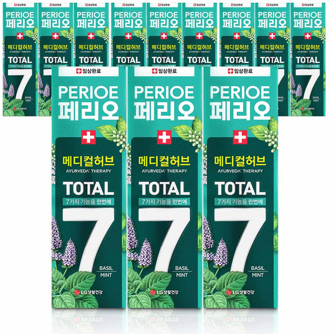 페리오 토탈7 메디컬허브 치약 바질민트, 100g, 12개