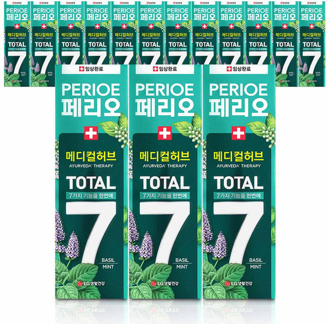페리오 토탈7 아유르베다 메디컬허브 치약 바질민트, 100g, 15개