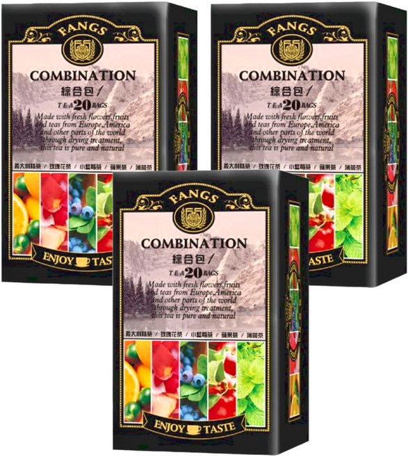 FANGS 方氏 綜合包1 2g 20包, 義大利桔 玫瑰花 小藍莓 蘋果 薄荷茶, 3盒