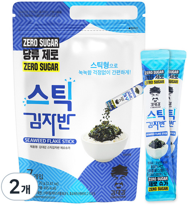 김대감 스틱 김자반 제로슈가 7p, 70g, 2개